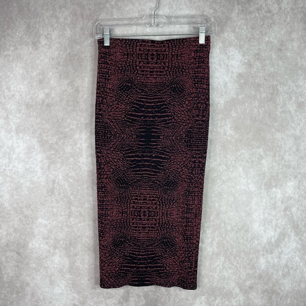Torn By Ronny Kobo‎ Reptile Print Ronny Skirt In Metallic Pink Women's Size S